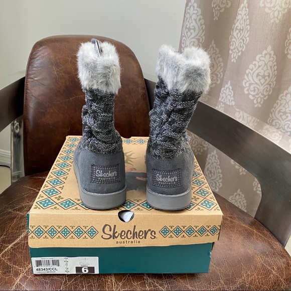 Skechers Shoes Nwb Skechers Keepsakes Meadow Gray Knit Boots 56